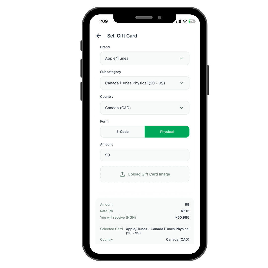 Gift Cards on BITLIVA App
